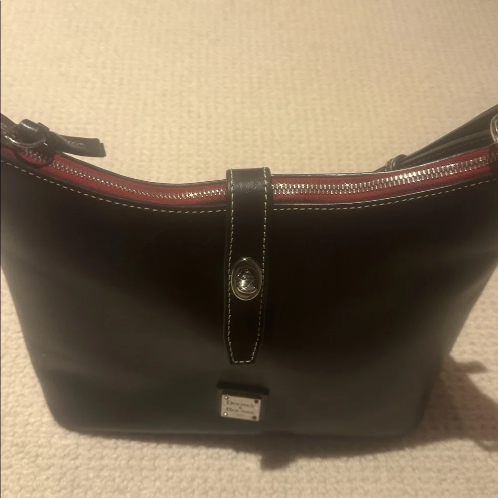 Dooney & Bourke Wine and Leather Bag with red accents - Picture 2 of 6